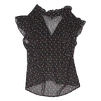 PAPAYA Womens Black Printed Blouse Short Sleeve V-Neck UK 12 Floral
