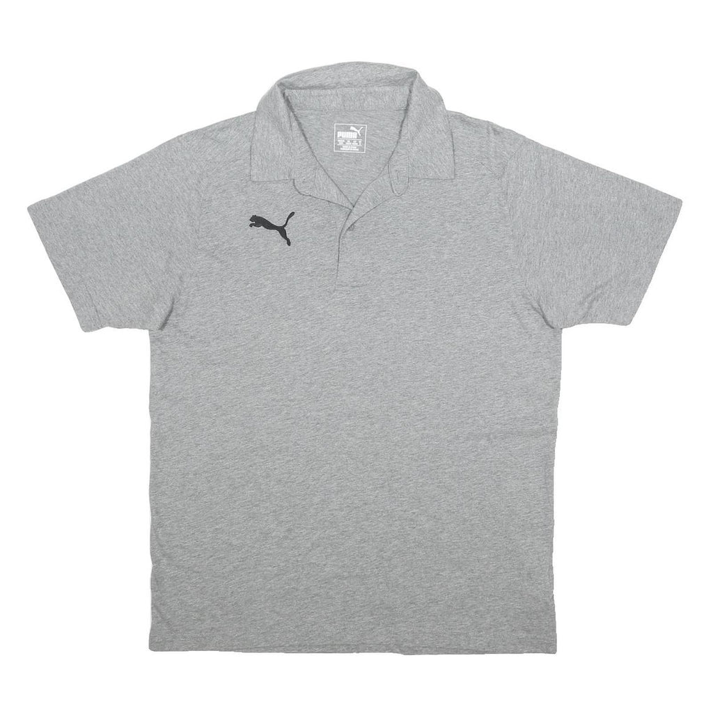 PUMA Mens Grey Short Sleeve Plain Polo Shirt M Cotton Sports Casual