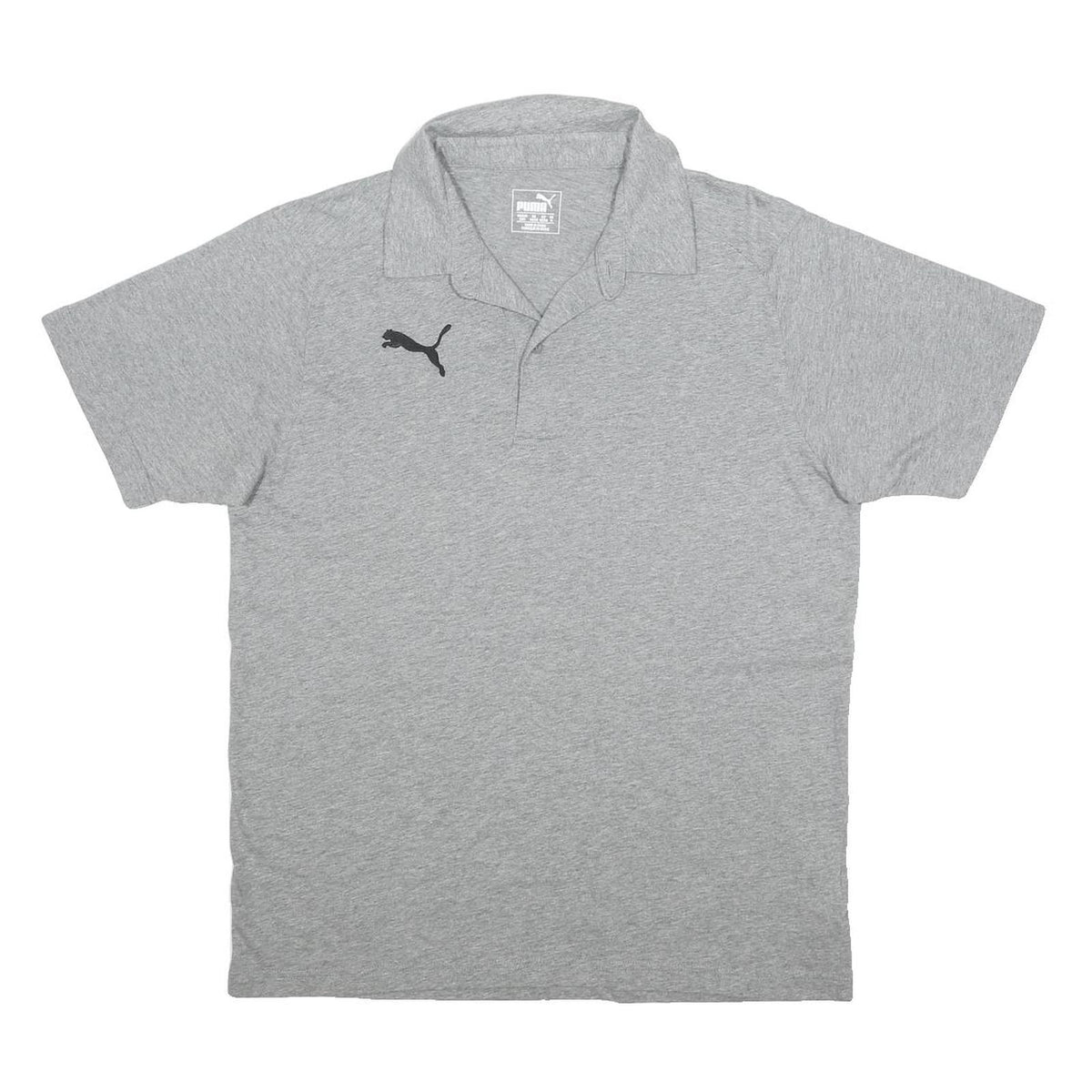 PUMA Mens Grey Short Sleeve Plain Polo Shirt M Cotton Sports Casual