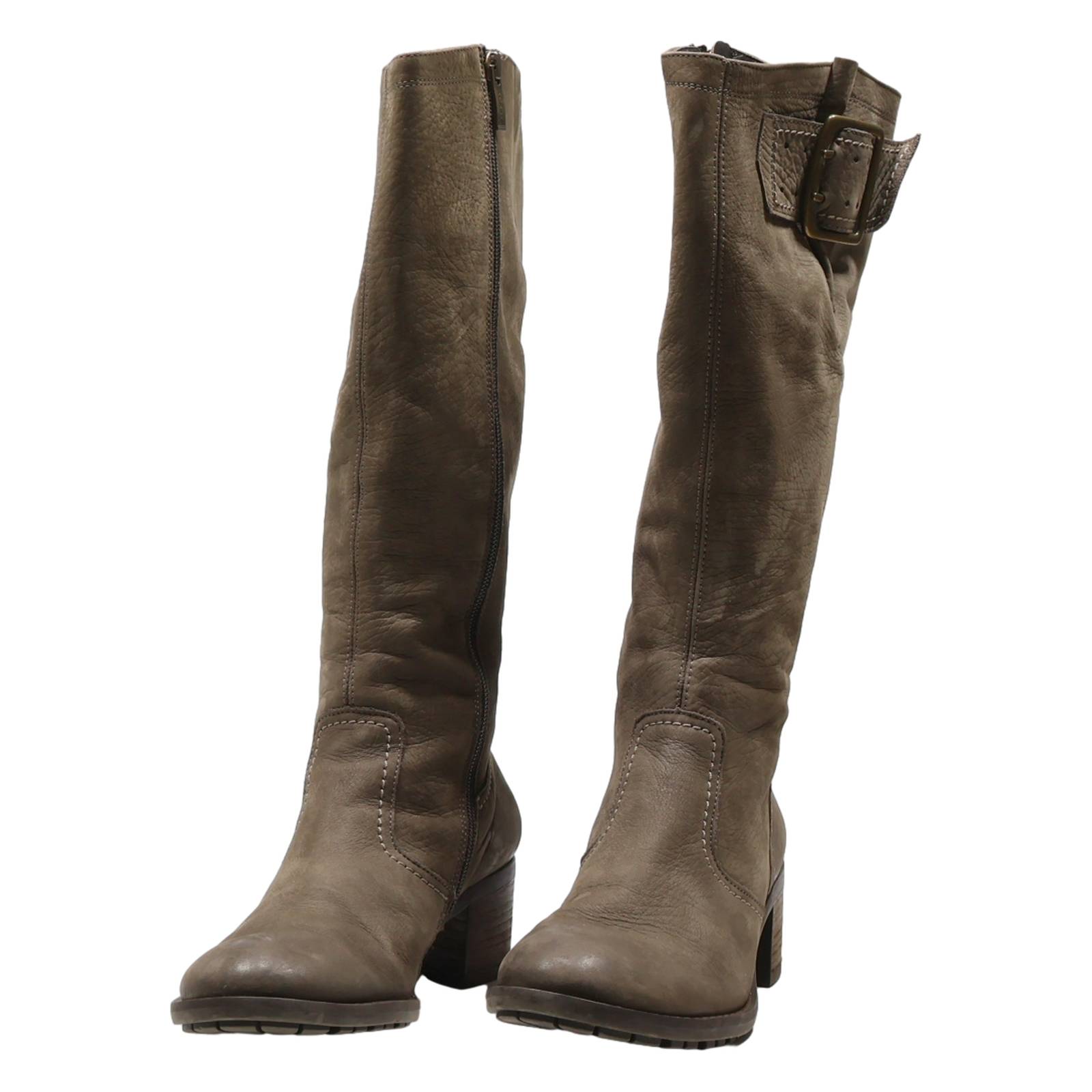 PAUL GREEN High Boots Grey Leather Womens UK 5