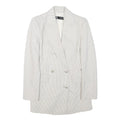 ZARA Womens White & Blue Checked Double Breasted Blazer Jacket XS Polyester
