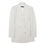 ZARA Womens White & Blue Checked Double Breasted Blazer Jacket XS Polyester