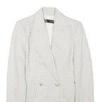ZARA Womens White & Blue Checked Double Breasted Blazer Jacket XS Polyester