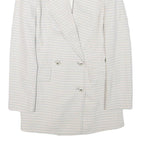 ZARA Womens White & Blue Checked Double Breasted Blazer Jacket XS Polyester