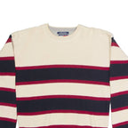 TOMMY HILFIGER Mens Patterned Jumper Cream Striped Tight Knit M