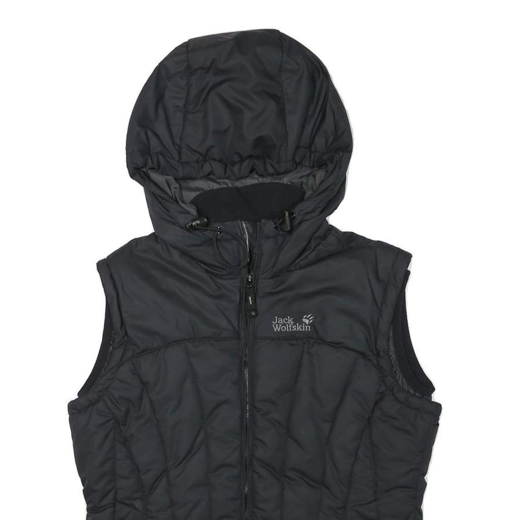 JACK WOLFSKIN Womens Black Outdoor Gilet S Polyester Blend Hooded Quilted