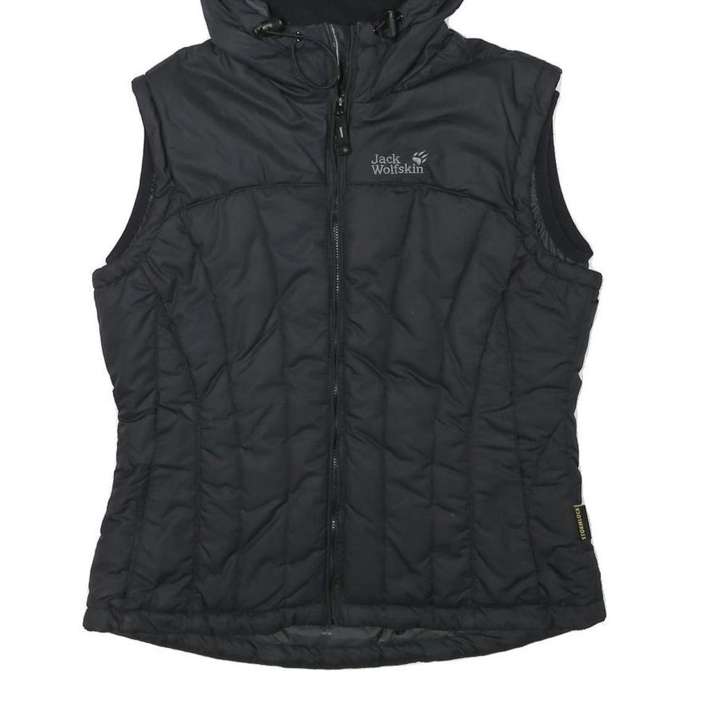 JACK WOLFSKIN Womens Black Outdoor Gilet S Polyester Blend Hooded Quilted