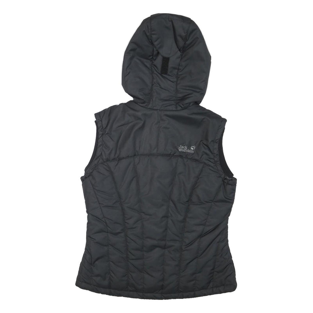 JACK WOLFSKIN Womens Black Outdoor Gilet S Polyester Blend Hooded Quilted
