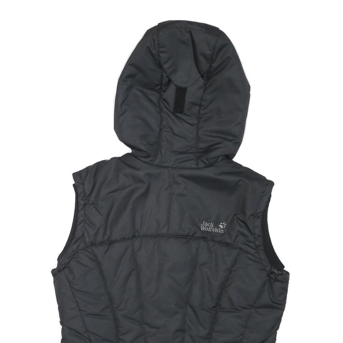 JACK WOLFSKIN Womens Black Outdoor Gilet S Polyester Blend Hooded Quilted