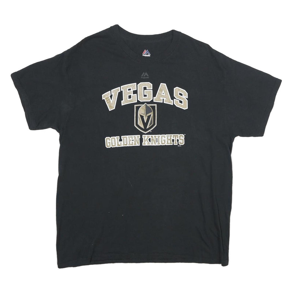MAJESTIC Mens Black Vegas Golden Knights Graphic T-Shirt L Short Sleeve Crew
