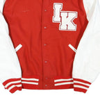 Mens Red & White Ikuna Koa Varsity Jacket L Polyester Blend Button Closure