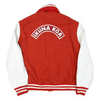 Mens Red & White Ikuna Koa Varsity Jacket L Polyester Blend Button Closure