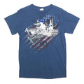 DELTA Mens Blue America's Pride Graphic T-Shirt S Short Sleeve Crew Neck Space