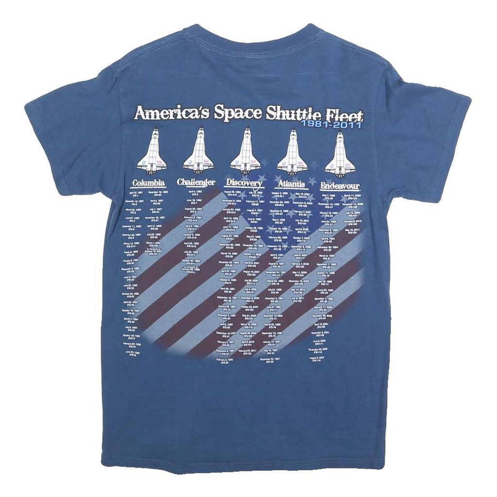 DELTA Mens Blue America's Pride Graphic T-Shirt S Short Sleeve Crew Neck Space