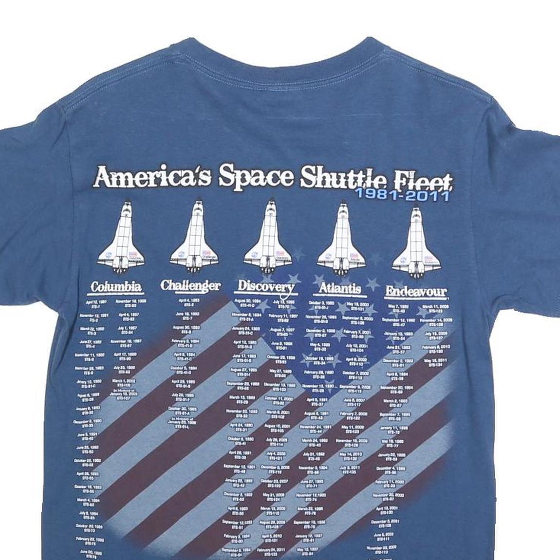 DELTA Mens Blue America's Pride Graphic T-Shirt S Short Sleeve Crew Neck Space