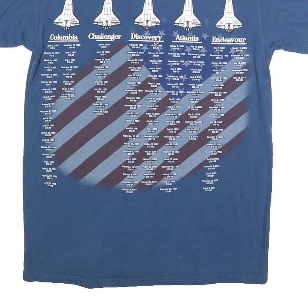 DELTA Mens Blue America's Pride Graphic T-Shirt S Short Sleeve Crew Neck Space