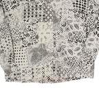 TRUE Womens Cream Black Printed Blouse Long Sleeve Collared M Polyester Blend