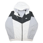 NIKE Mens White & Grey Black Zip Hooded Jacket 2XL Polyester Blend Hooded