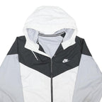 NIKE Mens White & Grey Black Zip Hooded Jacket 2XL Polyester Blend Hooded