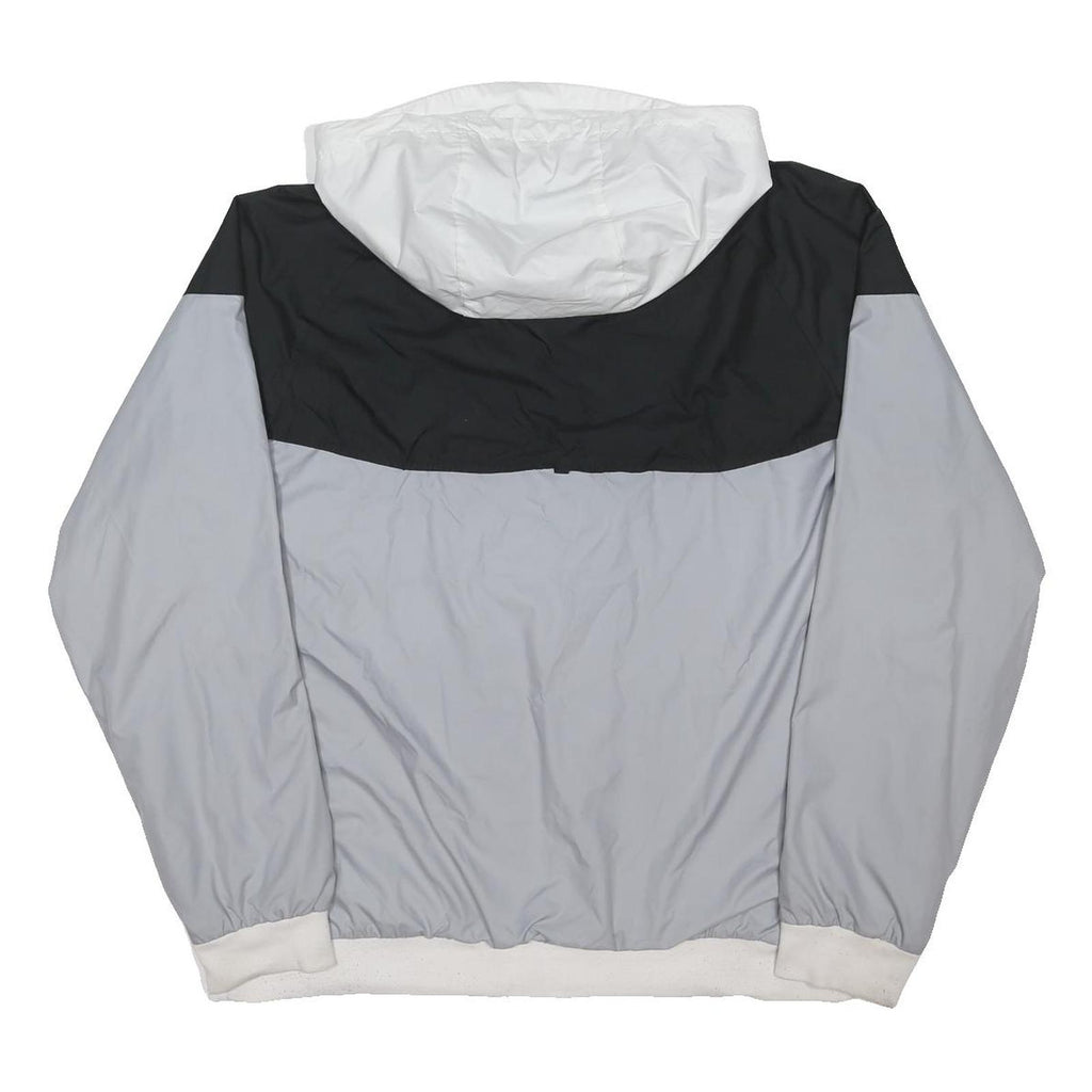 NIKE Mens White & Grey Black Zip Hooded Jacket 2XL Polyester Blend Hooded