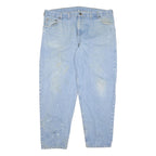 CARHARTT Mens Light Blue Regular Fit Straight Denim Jeans W46 L32 Zip Closure