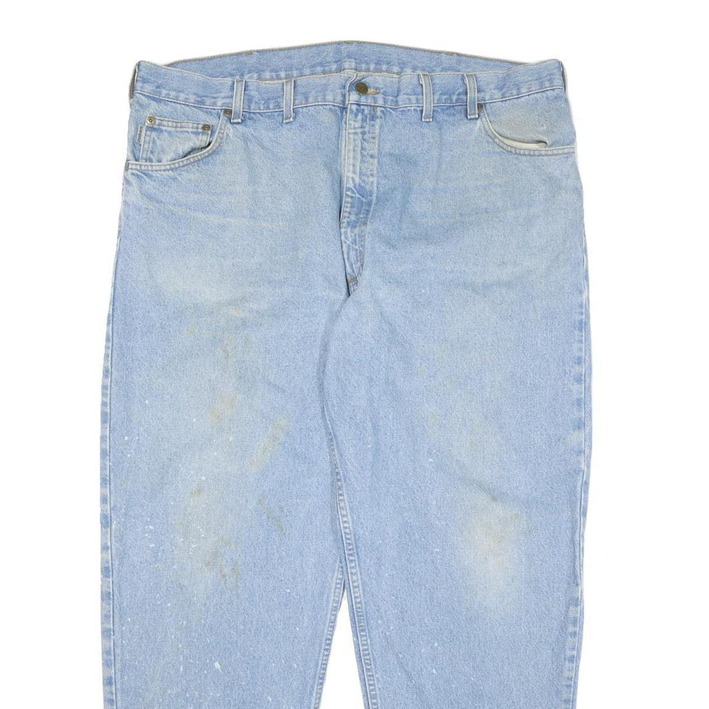 CARHARTT Mens Light Blue Regular Fit Straight Denim Jeans W46 L32 Zip Closure