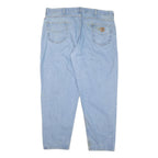 CARHARTT Mens Light Blue Regular Fit Straight Denim Jeans W46 L32 Zip Closure