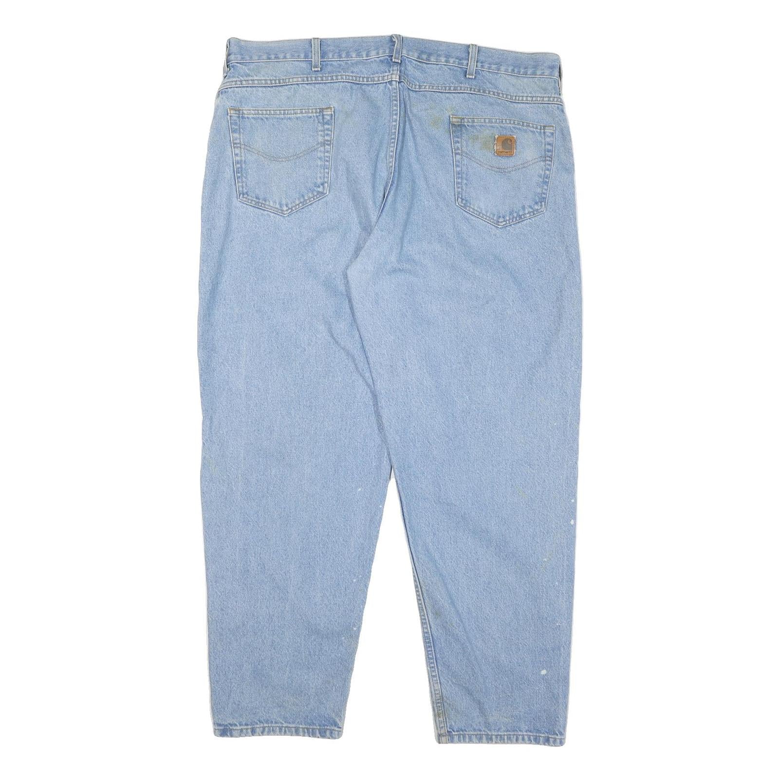 CARHARTT Mens Light Blue Regular Fit Straight Denim Jeans W46 L32 Zip Closure