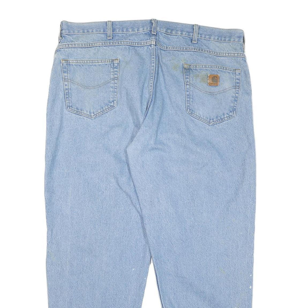 CARHARTT Mens Light Blue Regular Fit Straight Denim Jeans W46 L32 Zip Closure