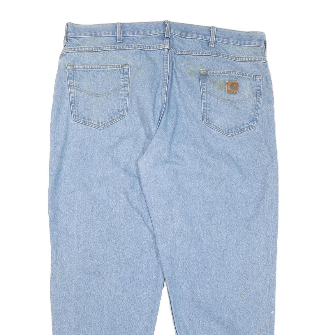 CARHARTT Mens Light Blue Regular Fit Straight Denim Jeans W46 L32 Zip Closure