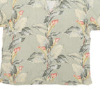 TOMMY BAHAMA Womens Beige Printed Short Sleeve Collared Silk Shirt L Relaxed Fit