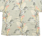 TOMMY BAHAMA Womens Beige Printed Short Sleeve Collared Silk Shirt L Relaxed Fit