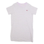 LEVI'S Womens White & Lilac Striped Day Cotton Blend Mini Dress S Casual Summer
