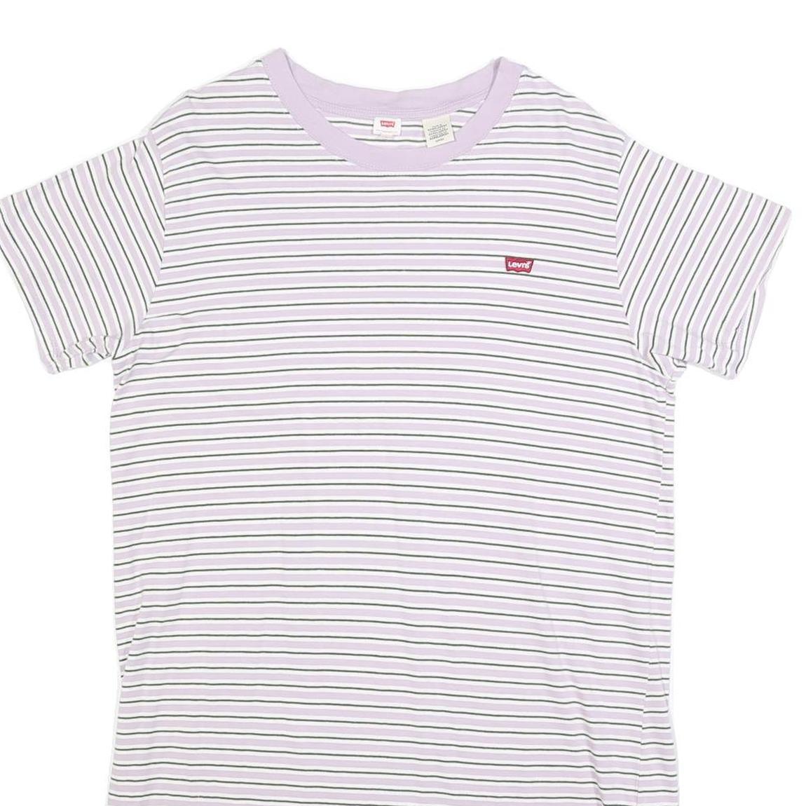 LEVI'S Womens White & Lilac Striped Day Cotton Blend Mini Dress S Casual Summer