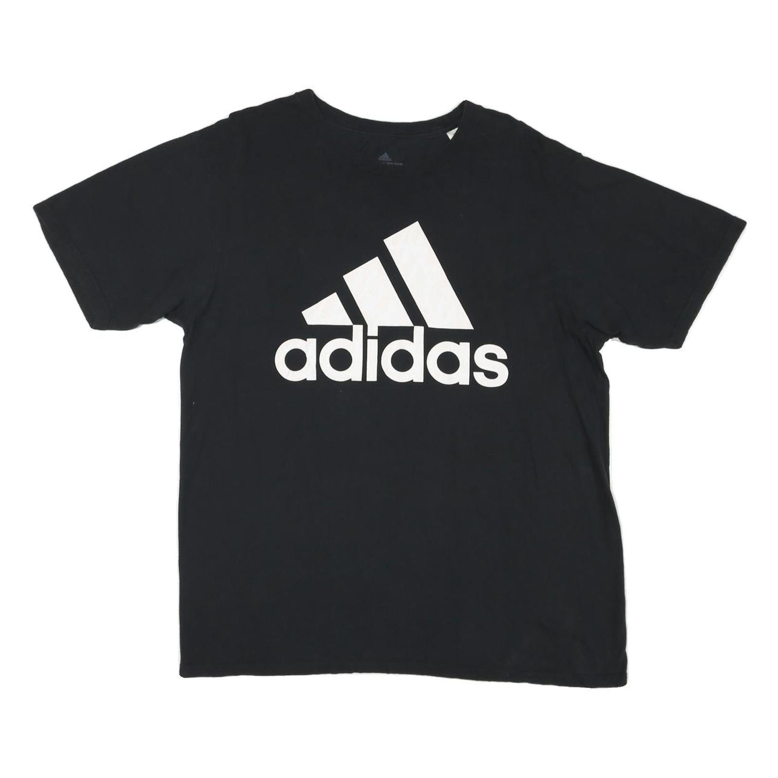 ADIDAS Mens Black Cotton Blend Graphic T-Shirt L Crew Neck Short Sleeve
