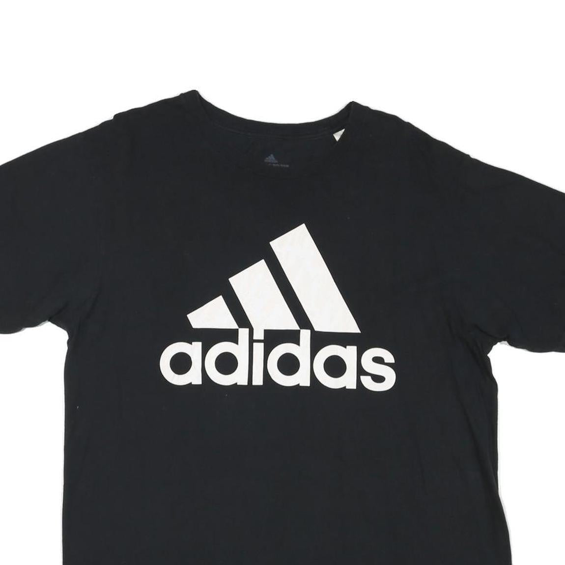ADIDAS Mens Black Cotton Blend Graphic T-Shirt L Crew Neck Short Sleeve