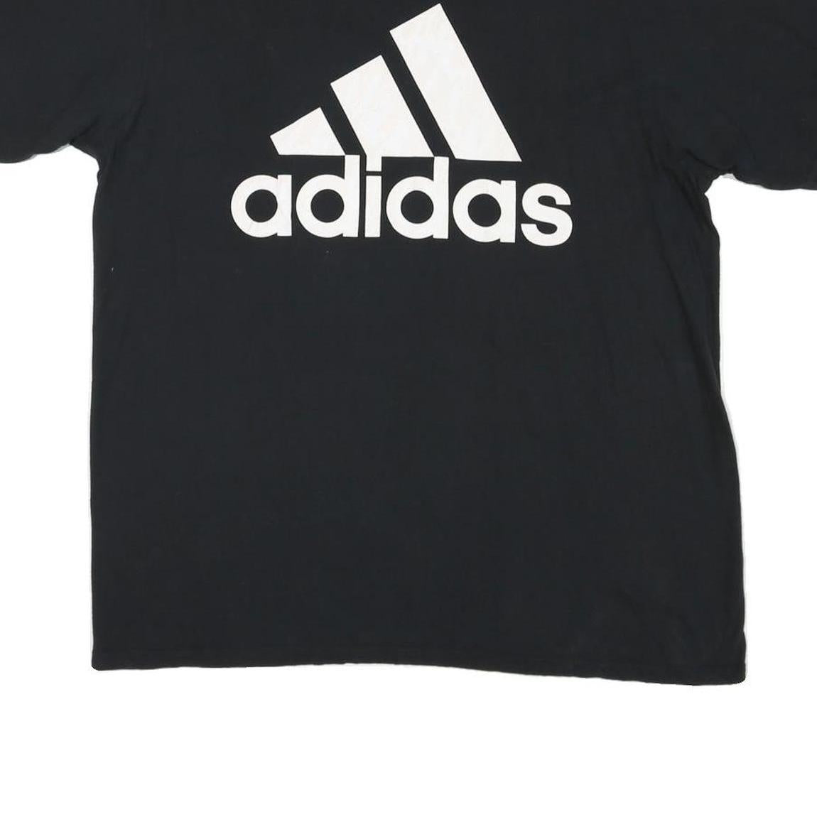 ADIDAS Mens Black Cotton Blend Graphic T-Shirt L Crew Neck Short Sleeve