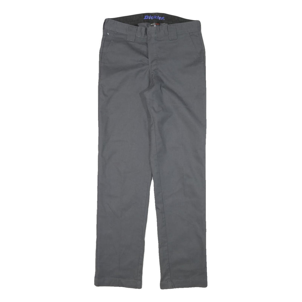 DICKIES Mens Cotton Blend Grey Regular Straight Trousers W28 L29 Workwear Zip