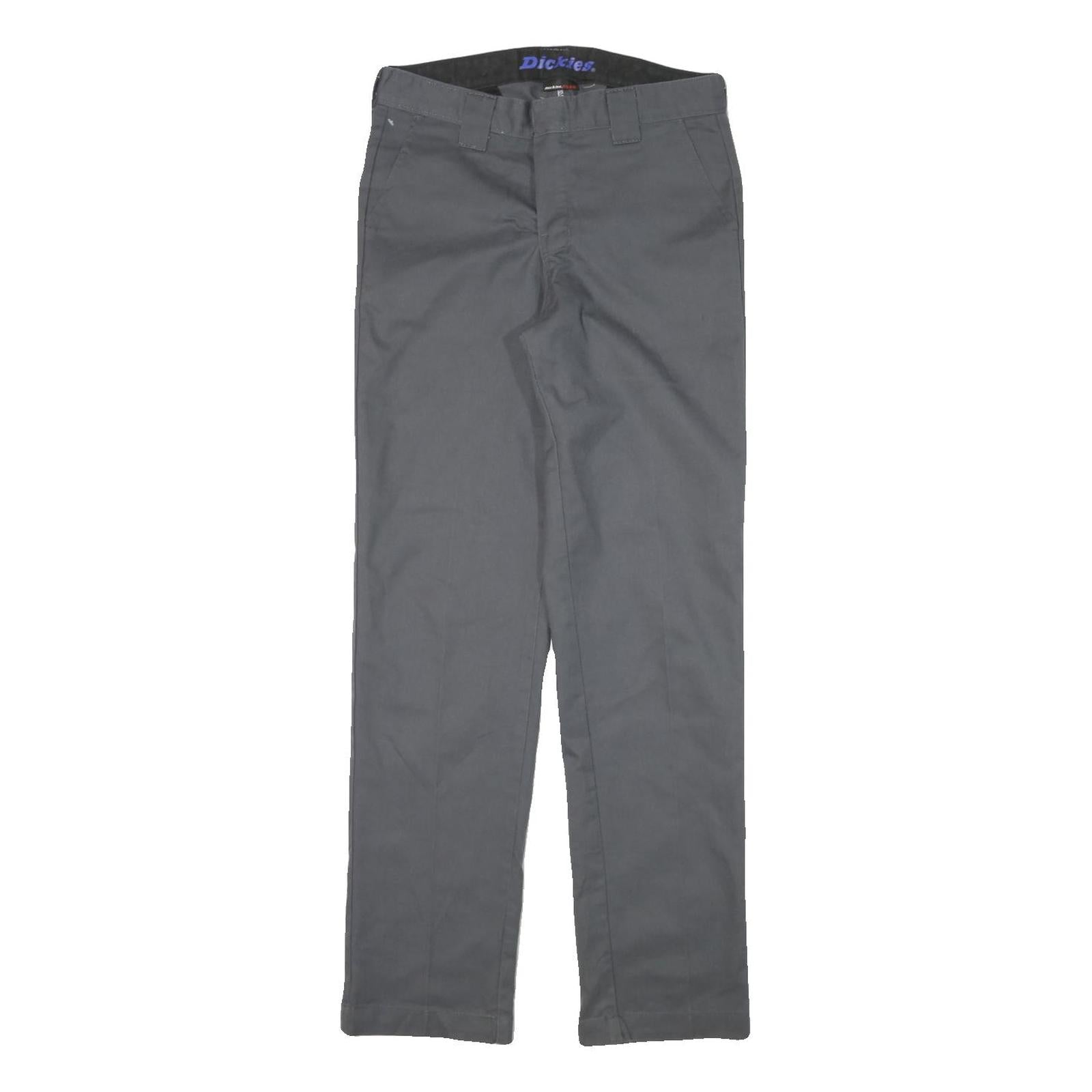 DICKIES Mens Cotton Blend Grey Regular Straight Trousers W28 L29 Workwear Zip