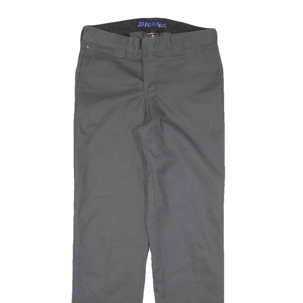 DICKIES Mens Cotton Blend Grey Regular Straight Trousers W28 L29 Workwear Zip