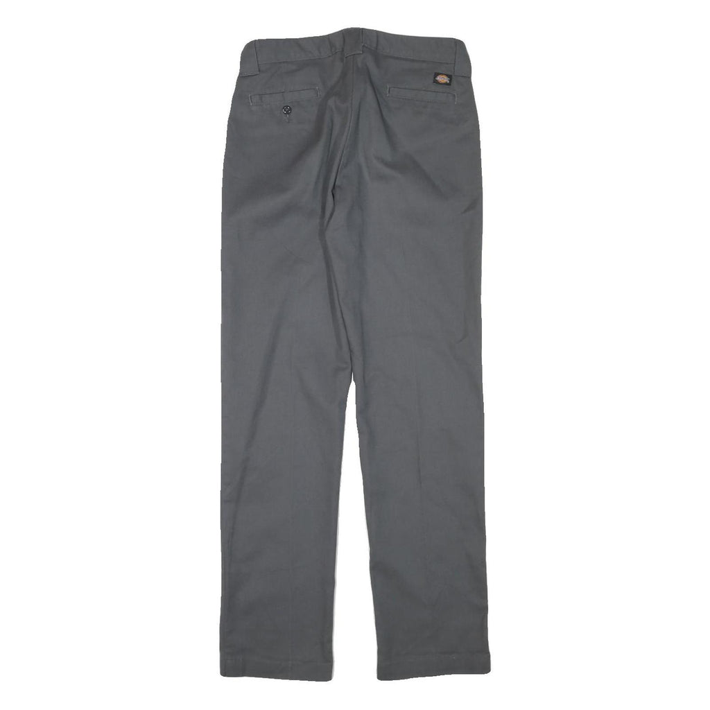 DICKIES Mens Cotton Blend Grey Regular Straight Trousers W28 L29 Workwear Zip