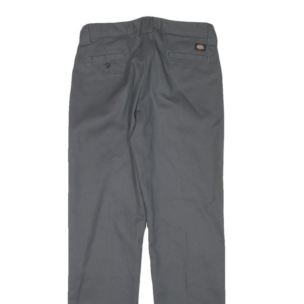 DICKIES Mens Cotton Blend Grey Regular Straight Trousers W28 L29 Workwear Zip