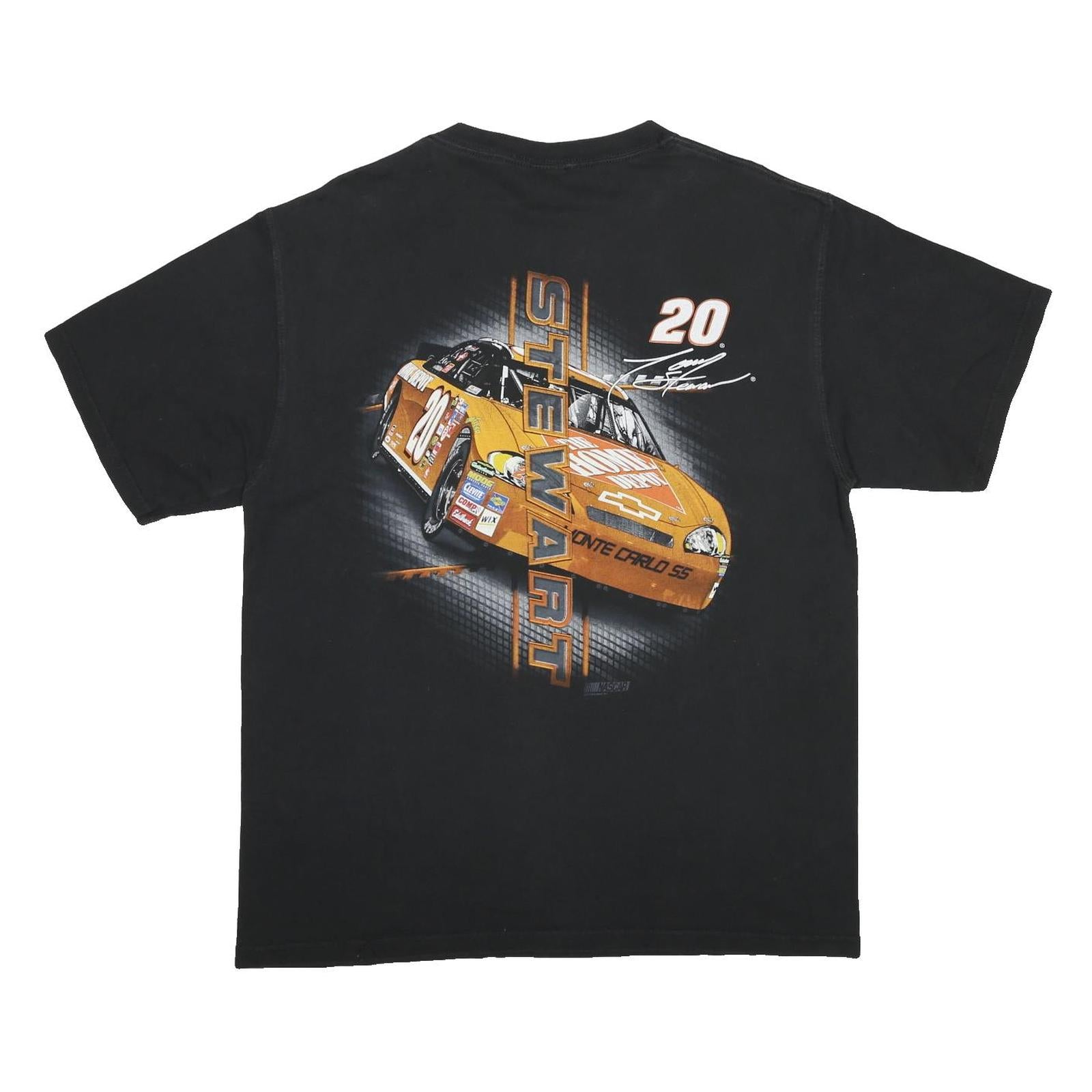 CHASE AUTHENTICS Mens Black Stewart Racing Graphic T-Shirt L Short Sleeve Crew