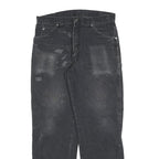 DICKIES Mens Relaxed Black Cotton Blend Denim Jeans W33 L32 Workwear Zip Closure