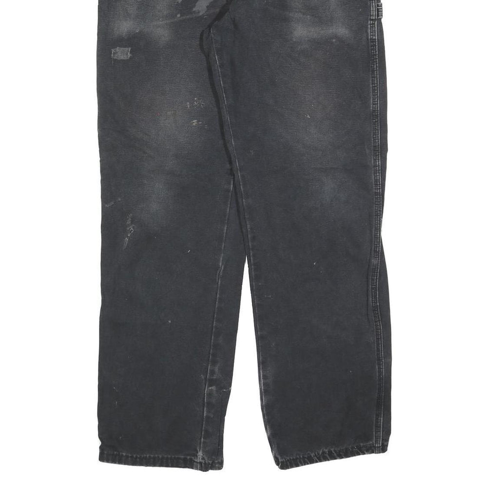 DICKIES Mens Relaxed Black Cotton Blend Denim Jeans W33 L32 Workwear Zip Closure