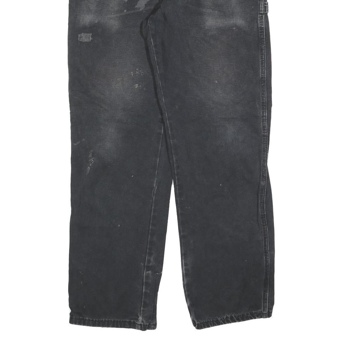 DICKIES Mens Relaxed Black Cotton Blend Denim Jeans W33 L32 Workwear Zip Closure