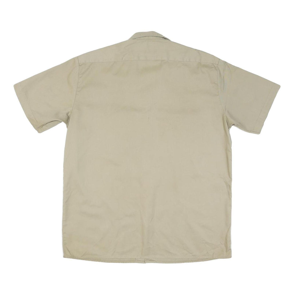 DICKIES Mens Beige Workwear Shirt L Cotton Blend Short Sleeve Button Fastening