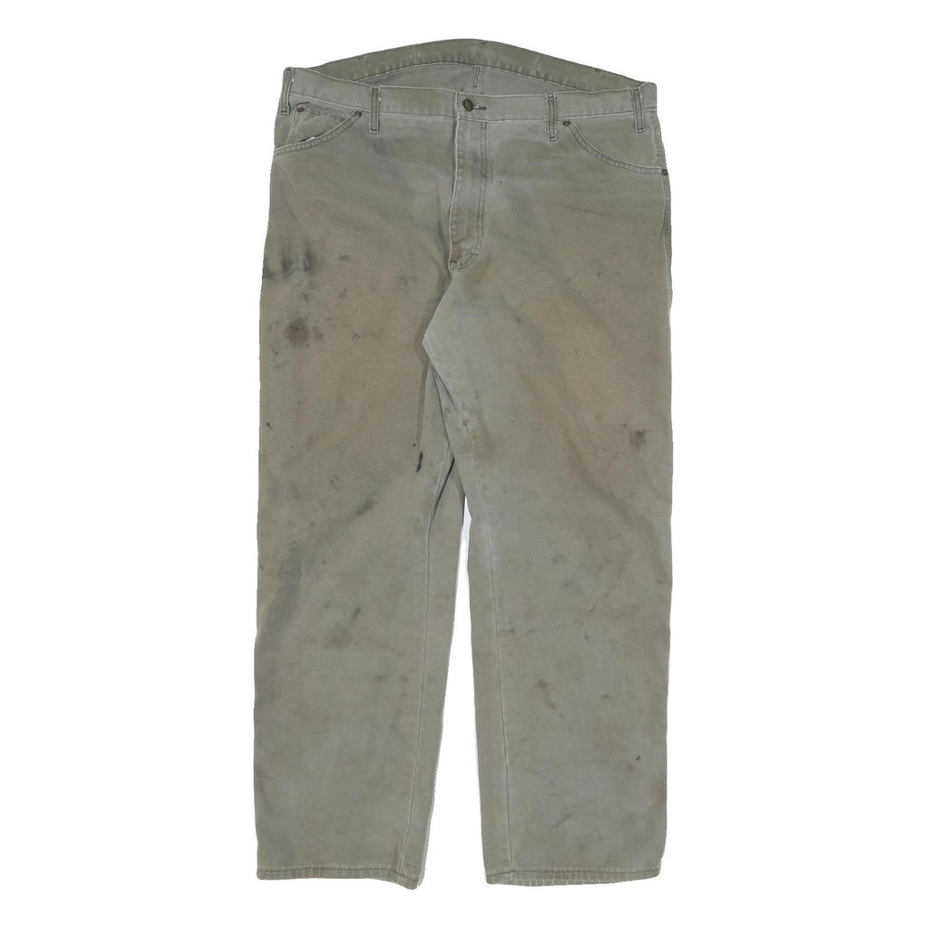 DICKIES Mens Cotton Blend Beige Regular Fit Straight Leg Trousers W40 L32