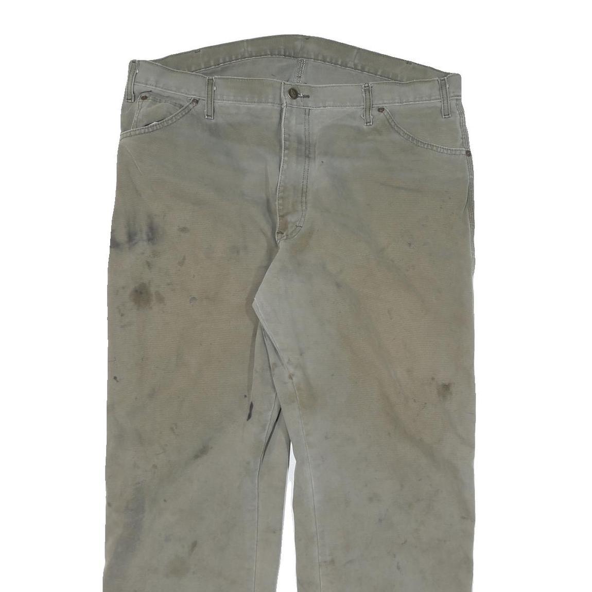 DICKIES Mens Cotton Blend Beige Regular Fit Straight Leg Trousers W40 L32