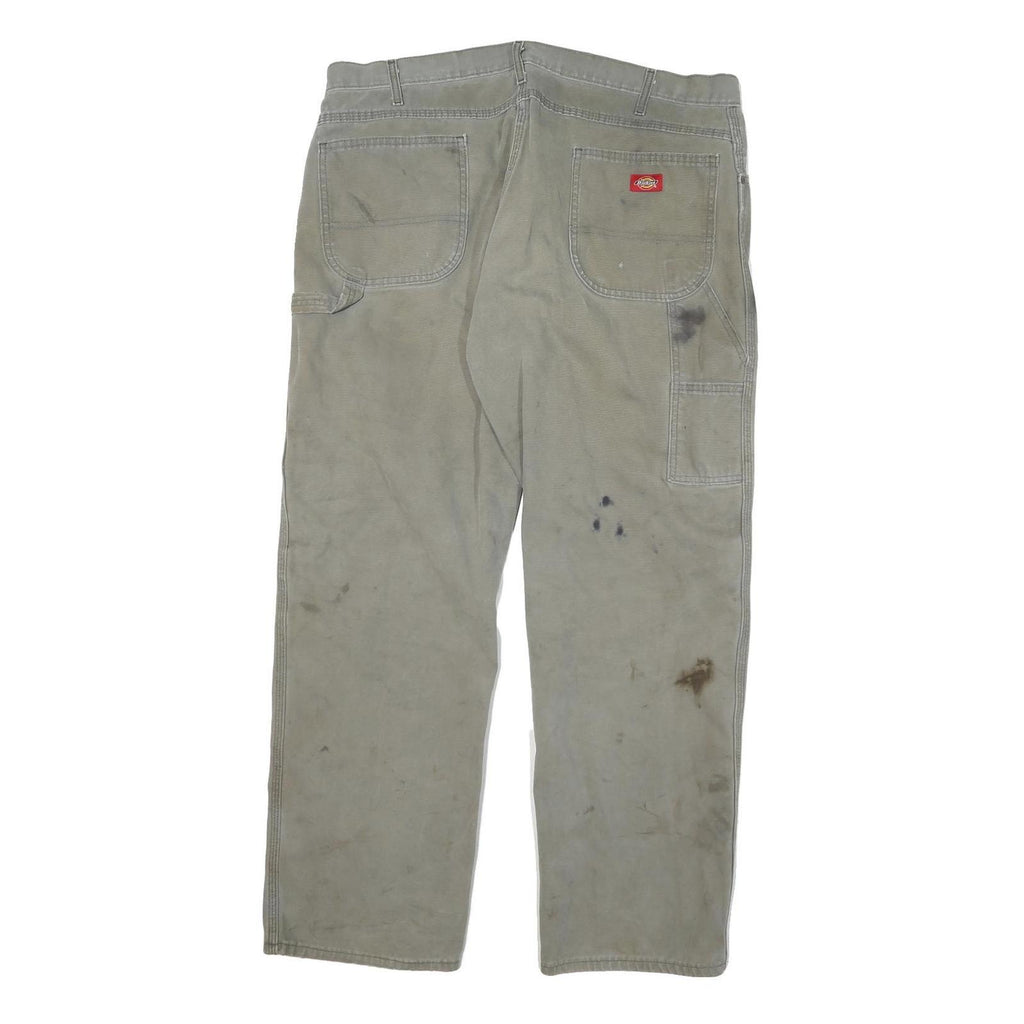 DICKIES Mens Cotton Blend Beige Regular Fit Straight Leg Trousers W40 L32